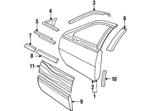 1993 Buick Commercial Chassis Molding Assembly, Front Side Door Window Reveal *Black Diagram for 16615175