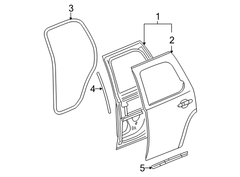 2013 Chevy Tahoe Weatherstrip Assembly, Rear Side Door Front Auxiliary Diagram for 22766375