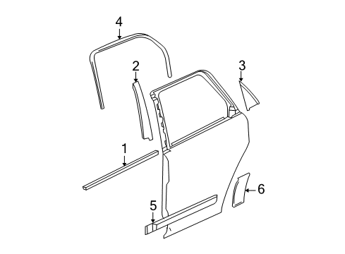 2006 Chevy Equinox Exterior Trim - Rear Door Diagram