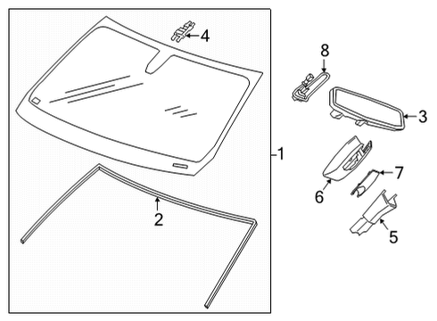 2022 Chevy Silverado 2500 HD Glass - Windshield Diagram 2 - Thumbnail