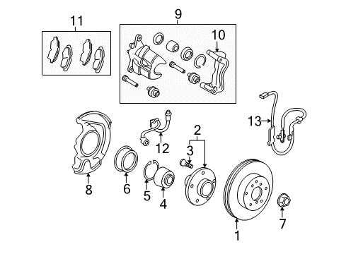 2009 Pontiac Vibe Seal Kit,Front Brake Caliper Piston Diagram for 19205153