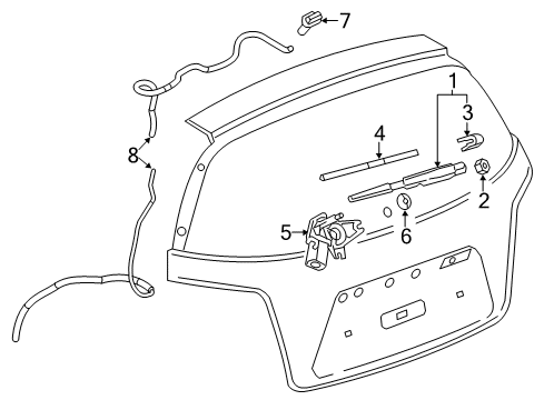 2017 Chevy Sonic Lift Gate - Wiper & Washer Components Diagram