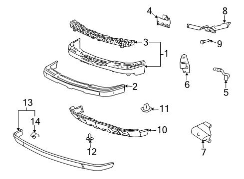 2007 Chevy Silverado 1500 Classic Deflector Assembly, Front Air *Black Diagram for 10397998