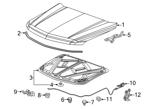 2018 Chevy Tahoe Hood & Components Diagram