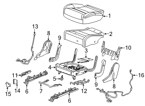 2021 Cadillac XT6 Cover Assembly, R/Seat Cush *Black Diagram for 84865676