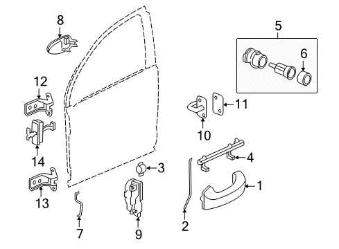 2007 Saturn Vue Front Door - Lock & Hardware Diagram 2 - Thumbnail