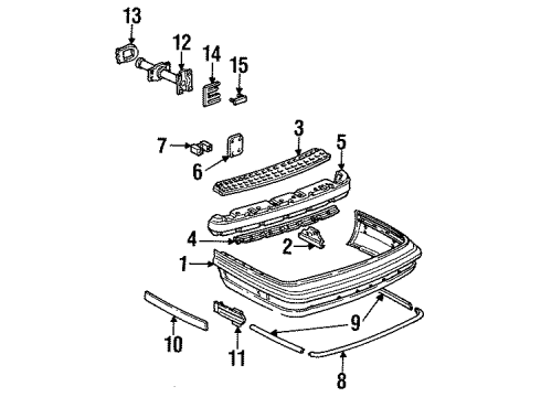 1994 Buick Park Avenue Plate Assembly, Rear Bumper Imp Bar Reinforcement Stud Diagram for 22526576