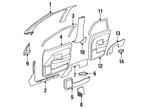 1991 Saturn SL Grille,Radio Front Side Door Speaker *Medium Antel Diagram for 21042095