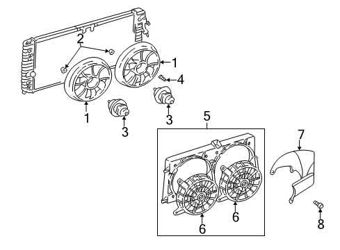 2003 Oldsmobile Alero Cooling System, Radiator, Water Pump, Cooling Fan Diagram 3 - Thumbnail