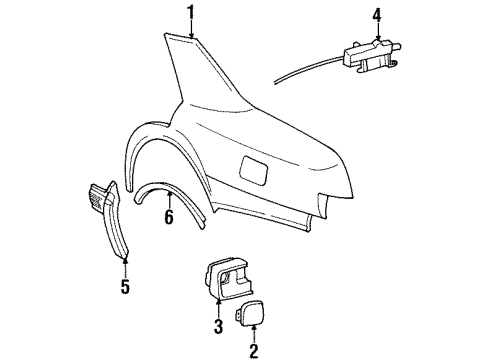 1995 Cadillac Seville Quarter Panel & Components, Exterior Trim, Body Diagram