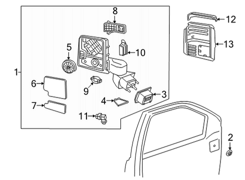 2022 Chevy Silverado 2500 HD Outside Mirrors Diagram 7 - Thumbnail