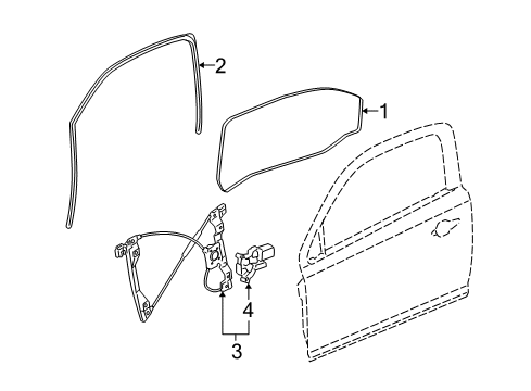 2009 Pontiac G5 Glass - Door Diagram