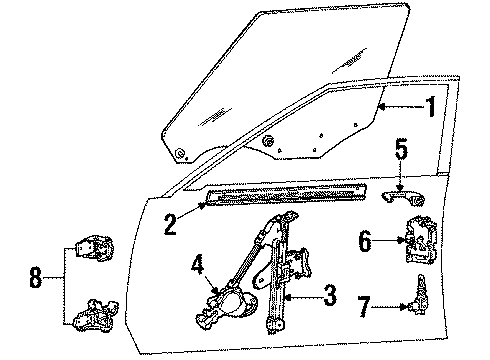 1985 Cadillac Seville Hinge,Front Door Lower,Left Diagram for 20113895