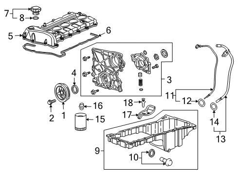 2009 Hummer H3T Engine Parts, Mounts, Cylinder Head & Valves, Camshaft & Timing, Oil Pan, Oil Pump, Crankshaft & Bearings, Pistons, Rings & Bearings Diagram