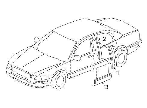 1998 Buick Park Avenue Exterior Trim - Rear Door Diagram