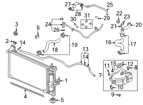 2001 Pontiac Aztek Radiator & Components Diagram