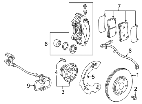 2021 Cadillac CT5 Brake Components, Brakes Diagram 1 - Thumbnail