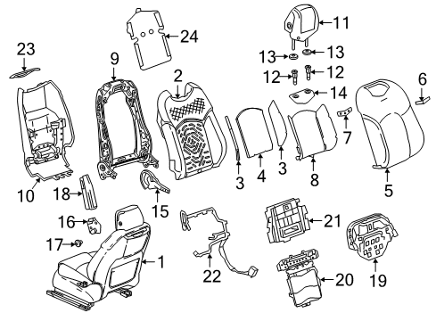 2016 Cadillac CT6 Passenger Seat Components Diagram