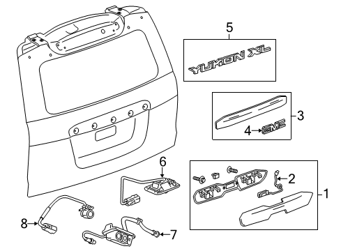 2019 GMC Yukon XL Exterior Trim - Lift Gate Diagram