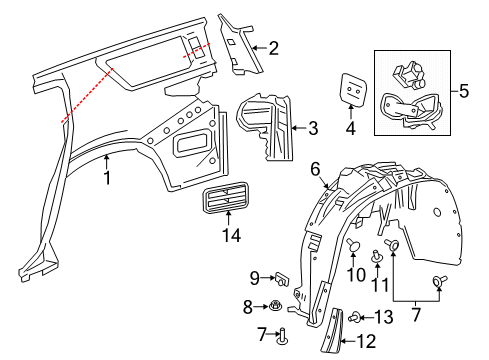 2022 Chevy Traverse Deflector Assembly, Rear Tire Front Air Diagram for 84083319