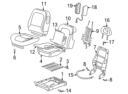 2003 Buick Rendezvous Cover Asm,Driver Seat Back Cushion *Oak Diagram for 88954908