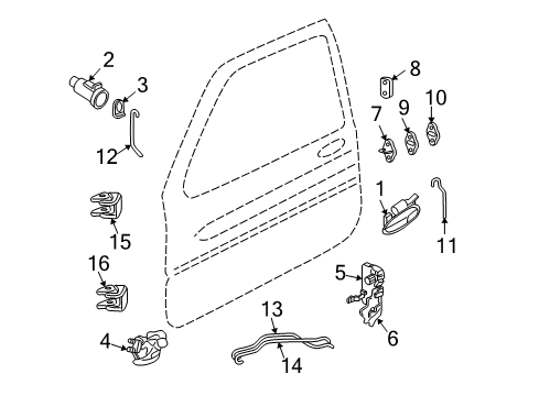 2004 Buick Century Front Door - Lock & Hardware Diagram