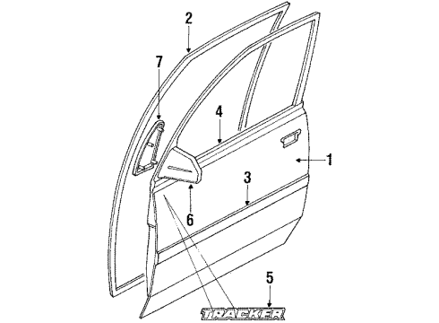 1998 Chevy Tracker Mirror,Outside Rear View Diagram for 91172768