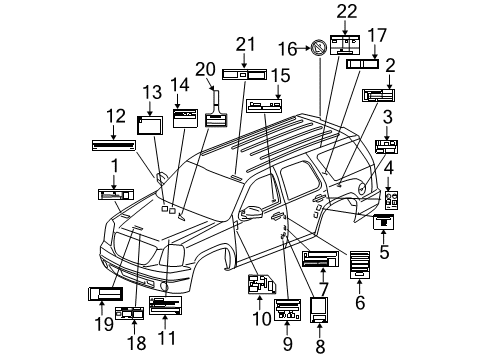 2012 GMC Yukon XL 2500 Information Labels Diagram