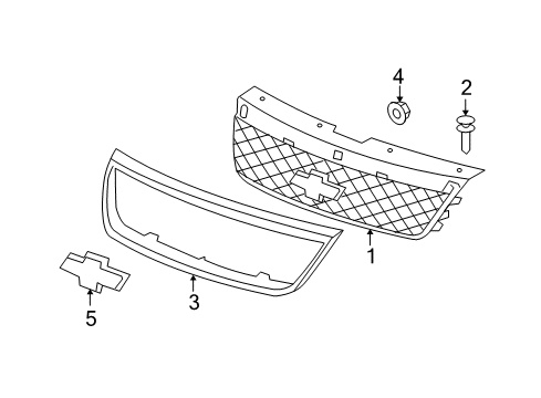 2008 Chevy Malibu Radiator Grille Emblem Assembly Diagram for 10382588