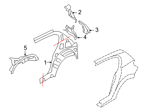 2008 Saturn Astra Extension,Body Side Inner Panel Diagram for 93180691