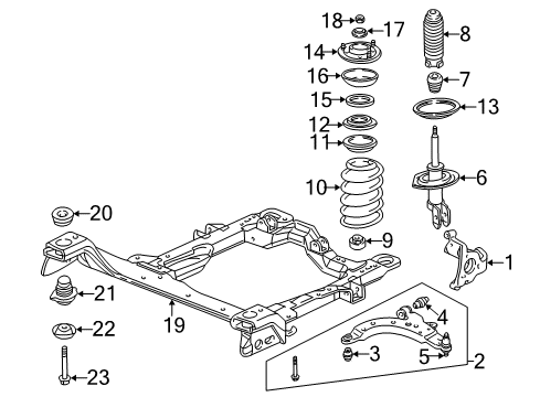 2007 Buick Terraza Front Suspension, Control Arm, Stabilizer Bar Diagram 1 - Thumbnail