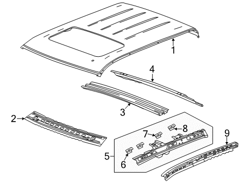 2018 Chevy Silverado 3500 HD Roof & Components Diagram 1 - Thumbnail