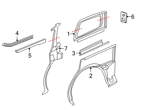 2005 Chevy Venture Side Panel & Components Diagram