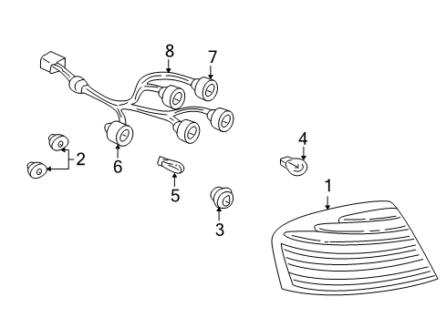 2004 Pontiac Bonneville Lamp Asm,Tail Diagram for 19169001