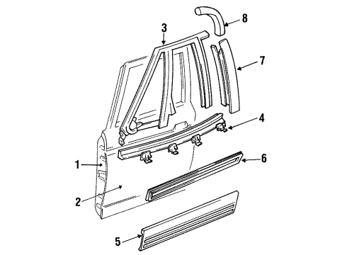 1996 Oldsmobile 98 Sealing Strip Assembly, Front Side Door Window Outer Diagram for 25642357