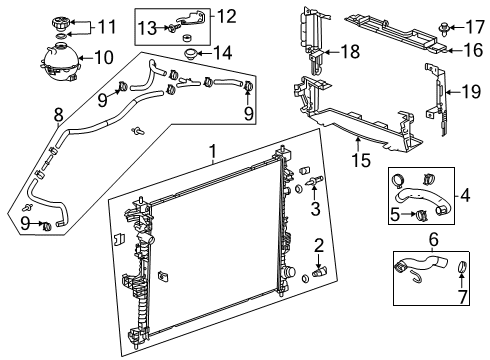 2021 GMC Acadia Radiator & Components Diagram 1 - Thumbnail