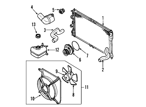 2004 Chevy Aveo Cooling System, Radiator, Water Pump, Cooling Fan Diagram 3 - Thumbnail