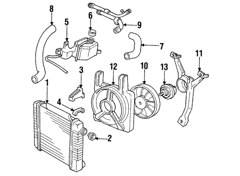 1990 Pontiac Sunbird Radiator Coolant Outlet Pipe Assembly Diagram for 10083145