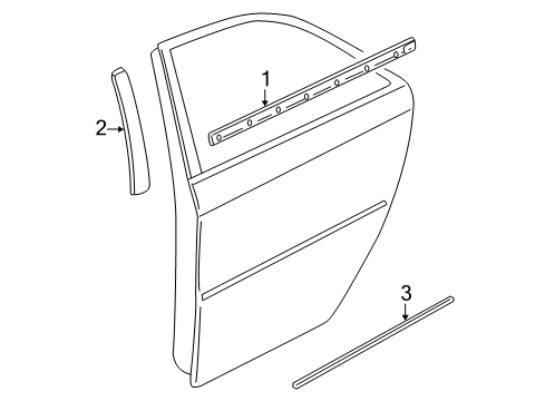 2006 Cadillac CTS Applique,Rear Side Door Window Frame Front Diagram for 21997799