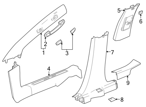 2023 Cadillac LYRIQ MOLDING ASM-W/S GARN *BLACK K Diagram for 87832340