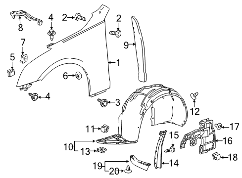 2016 Cadillac ATS Brace Assembly, Front Fender Front (Rh) Diagram for 22944765