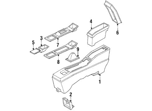 1994 Oldsmobile Cutlass Supreme CONSOLE, Floor Console Diagram for 10206285