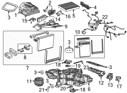 2017 GMC Sierra 3500 HD A/C Evaporator & Heater Components Diagram