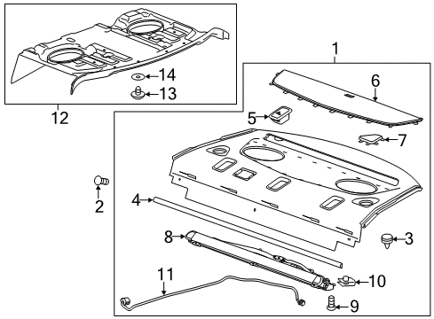 2014 Cadillac CTS Cover,Child Seat Bracket Access Hole Diagram for 13285623