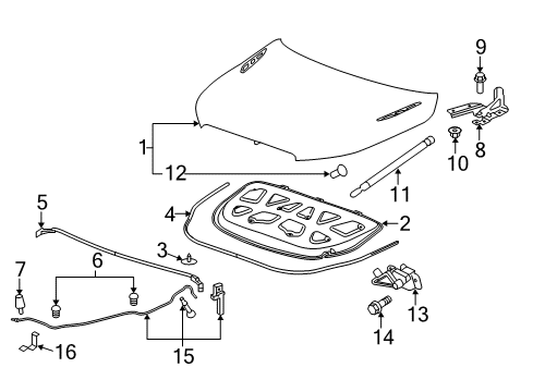 2014 Buick LaCrosse Weatherstrip Assembly, Hood Front Diagram for 9056811