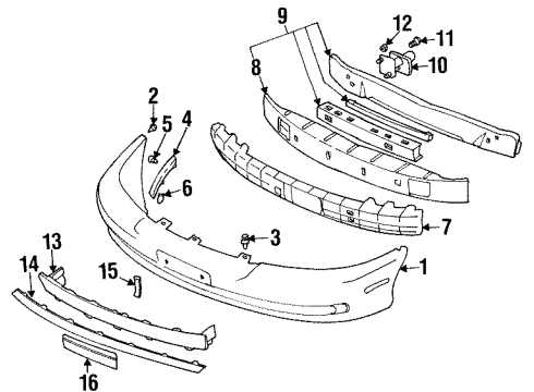 2000 Cadillac Catera Absorber,Front Bumper Fascia Energy Diagram for 9131948