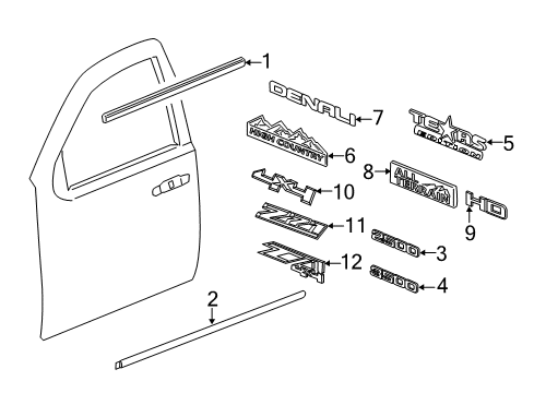 2015 GMC Sierra 2500 HD Molding Assembly, Front Side Door *Service Primer Diagram for 22775435