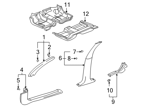 2000 Pontiac Bonneville RETAINER, Front Door Sill Diagram for 25726453