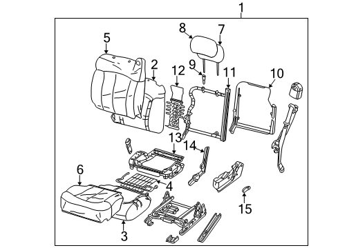 2005 GMC Sierra 1500 Front Seat Components Diagram 10 - Thumbnail