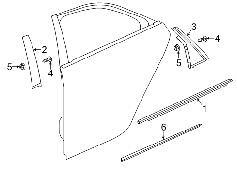 2017 Cadillac CT6 Applique Assembly, Rear Side Door Window Frame Rear Diagram for 84107678